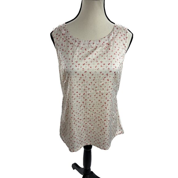 Ann Taylor Womens Size M Blouse Sleeveless Pink Print Satin Shell Top Workwear - Picture 1 of 6